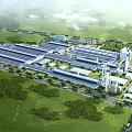 Modern Industrial Factory With Solar Panel Covered Roofs And Surrounding Green Areas
