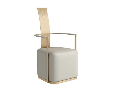 Modern Single Sofa With Gold Metal Frame And Cream Upholstered Seat 3d model