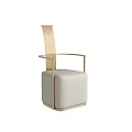 Modern Single Sofa With Gold Metal Frame And Cream Upholstered Seat