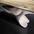 Modern Artistic Dining Table With Wooden Top And Sculptural Curved Base