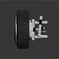 Detailed Off-road Tire With White Suspension Spring And Shock Absorber Components