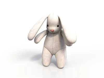 Soft White Plush Rabbit Toy For Kids Cute Stuffed Animal Home Decor 3d model
