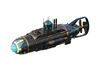 Vintage Airplane With Copper Blue Accents Round Windows And Propeller Structure 3d model