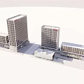 Modern Office Building Complex With High Rise Towers And Low Rise Structures 3d model