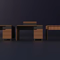 Modern Wooden Office Desks With Modular Geometric Structure And Multiple Units 3d model