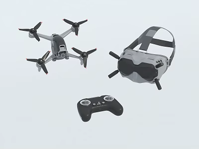 Modern Tech Gadgets Including Drone VR Headset And Game Controller 3d model