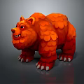 Orange Bear Game And Movie Character With Scaly Fur Fierce Expression And White Claws