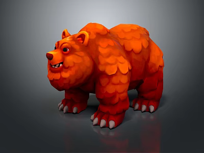Orange Bear Game And Movie Character With Scaly Fur Fierce Expression And White Claws 3d model