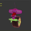 Detailed Red Single Wheeled Robot With Mechanical Antenna And Camera Design