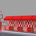 Red White Checkered Structures Featuring LOVE Signs And Red Canopies 3d model
