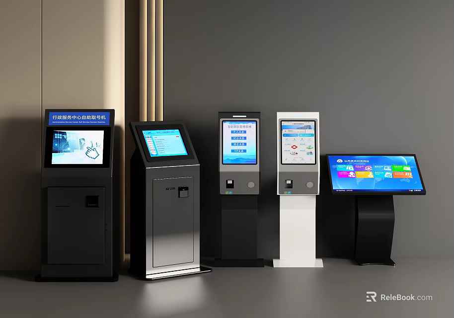 Various All in One Machines with Touchscreen Displays and Different Designs 3d model