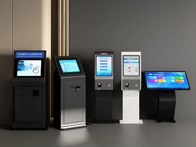 Various All in One Machines with Touchscreen Displays and Different Designs 3d model