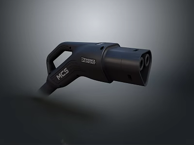 Black Electric Car Charging Gun Supporting CCS And CHAdeMO Charging Standards 3d model