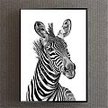 Detailed Black and White Zebra Head Animal Painting Wall Art Decor