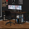 Gaming Desk Setup With Dual Monitors RGB PC Case And Ergonomic Chair