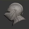 Medieval Knight Helmet With Metal Construction Protective Design And Shiny Decorative Engraved Patterns