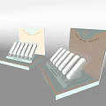 Elegant Decorative Ornament Display Set With Lipsticks Gold Frame And Light Blue Base