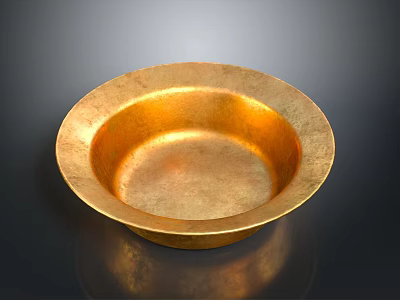 Artisan Crafted Golden Bowl Shaped Sculptural Carving With Smooth Polished Surface 3d model