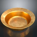 Artisan Crafted Golden Bowl Shaped Sculptural Carving With Smooth Polished Surface