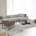Modern Beige Sofa And Coffee Table Combination With Cushions Rug And Accent Chair Set