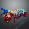 Colorful Aquatic Animal Anatomical Model With Blue Antennae Red Limbs And Multicolored Body