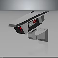 White Security Camera With Red LED Indicators Mounted On Bracket For Surveillance 3d model