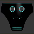 Black Tech Mask With Blue Glowing Rings And Digital LED Display Design