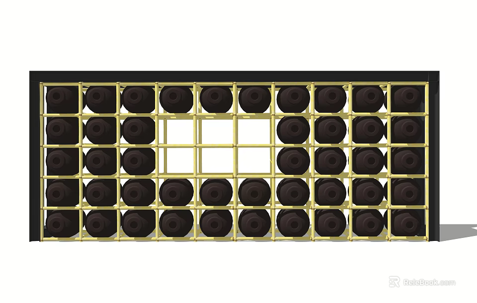 Modern Metal Storage Cabinet Rack With Gold Frame And Black Compartments 3d model 