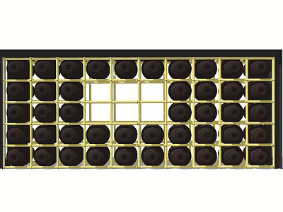 Modern Metal Storage Cabinet Rack With Gold Frame And Black Compartments 3d model