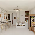 Cozy Dessert Shop Interior With Display Case And Bar Stools