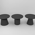 Three Black Round Coffee Tables With Modern Minimalist Unique Geometric Base Design 3d model