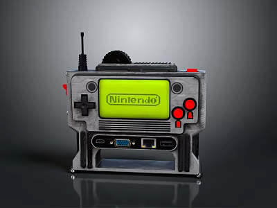 Retro Style Computer Device With Ninterude Screen Antenna Buttons And Ports 3d model