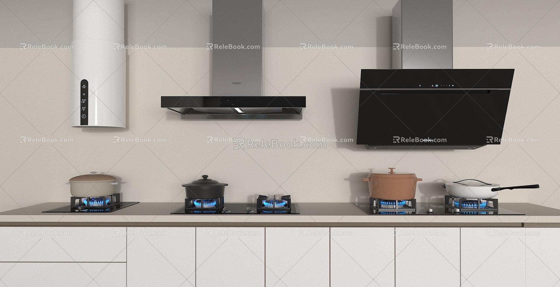 Range Hood Modern Range Hood Gas Stove 3d model