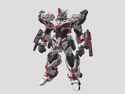 White Red Black Mecha Robot Character Armed With Weapons And Shield Detailed Design 3d model