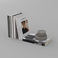 Modern Stylish Decorative Ornament and Book Stack Display with Subculture Book 3d model