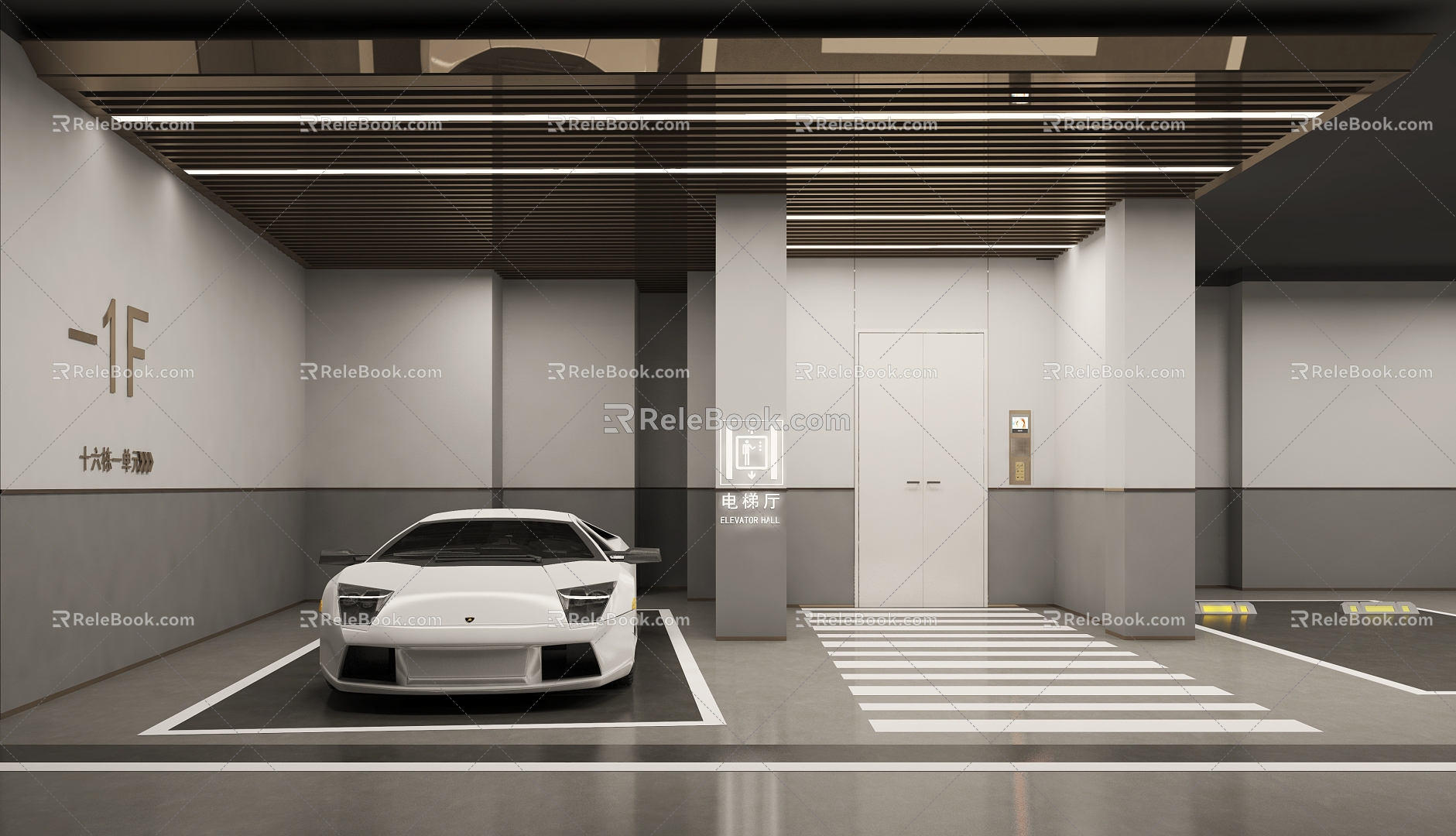 Modern Parking Basement Parking 3d model