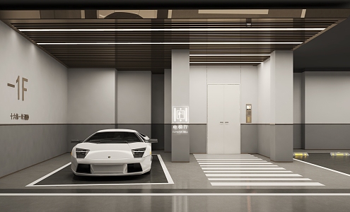 Modern Parking Basement Parking 3d model