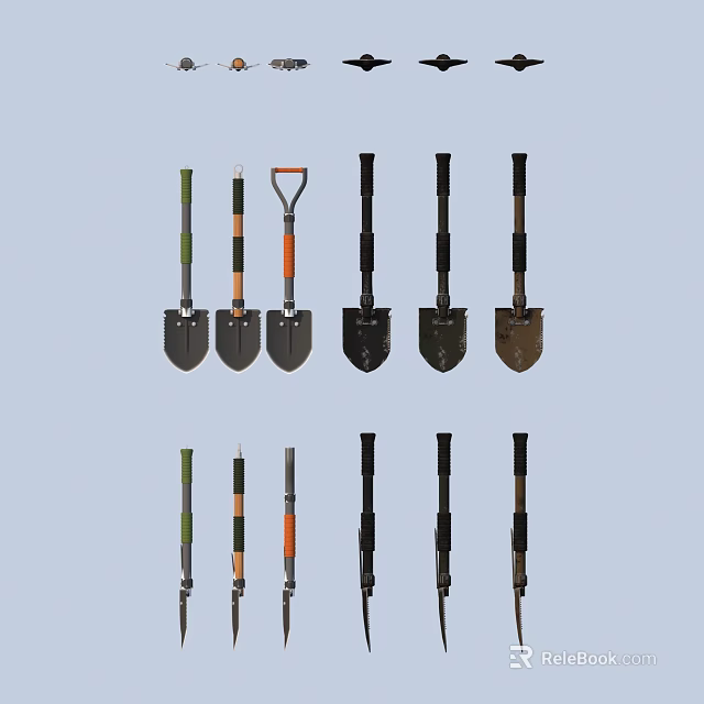 Hardware Tools Collection Of Durable Shovels With Ergonomic Handles And Various Designs 3d model 