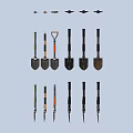 Hardware Tools Collection Of Durable Shovels With Ergonomic Handles And Various Designs