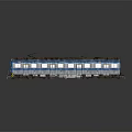 Old Style Blue And White Electric Train With Pantographs On Railway Track
