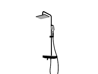 Modern Shower System with Rainfall Head Handheld Wand Control Knob and Shelf 3d model