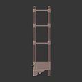 Four Wooden Multi Tiered Shelving Units with Drawers Various Wood Tones Decorative Edges for Home Storage