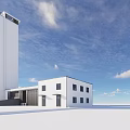 Modern Entrance Gate Design With Glass Panels And Tall Building Under Blue Sky