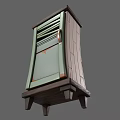 Vintage Style Light Green Wardrobe With White Panels Wooden Top And Handle