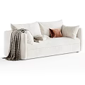Luxury Modern Upholstered Double Sofa With Multiple Color Options Cozy Throw Pillows And Knitted Blankets