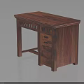 Solid Wood Classic Writing Desk With Lattice Detail Drawers And Cabinet Storage