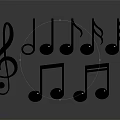 3D Rendered Musical Notes And Treble Clef On Dark Background With Reflection