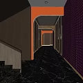 Modern Luxury Elevator Corridor With Colorful LED Wall And Marble Floor 3d model