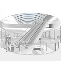 Spacious Modern Shopping Mall Atrium With Escalators Shoppers And Bright Lighting