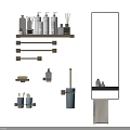 Modern Bathroom Accessories With Wall Shelf Towel Bars Hooks And Toilet Brush Holder